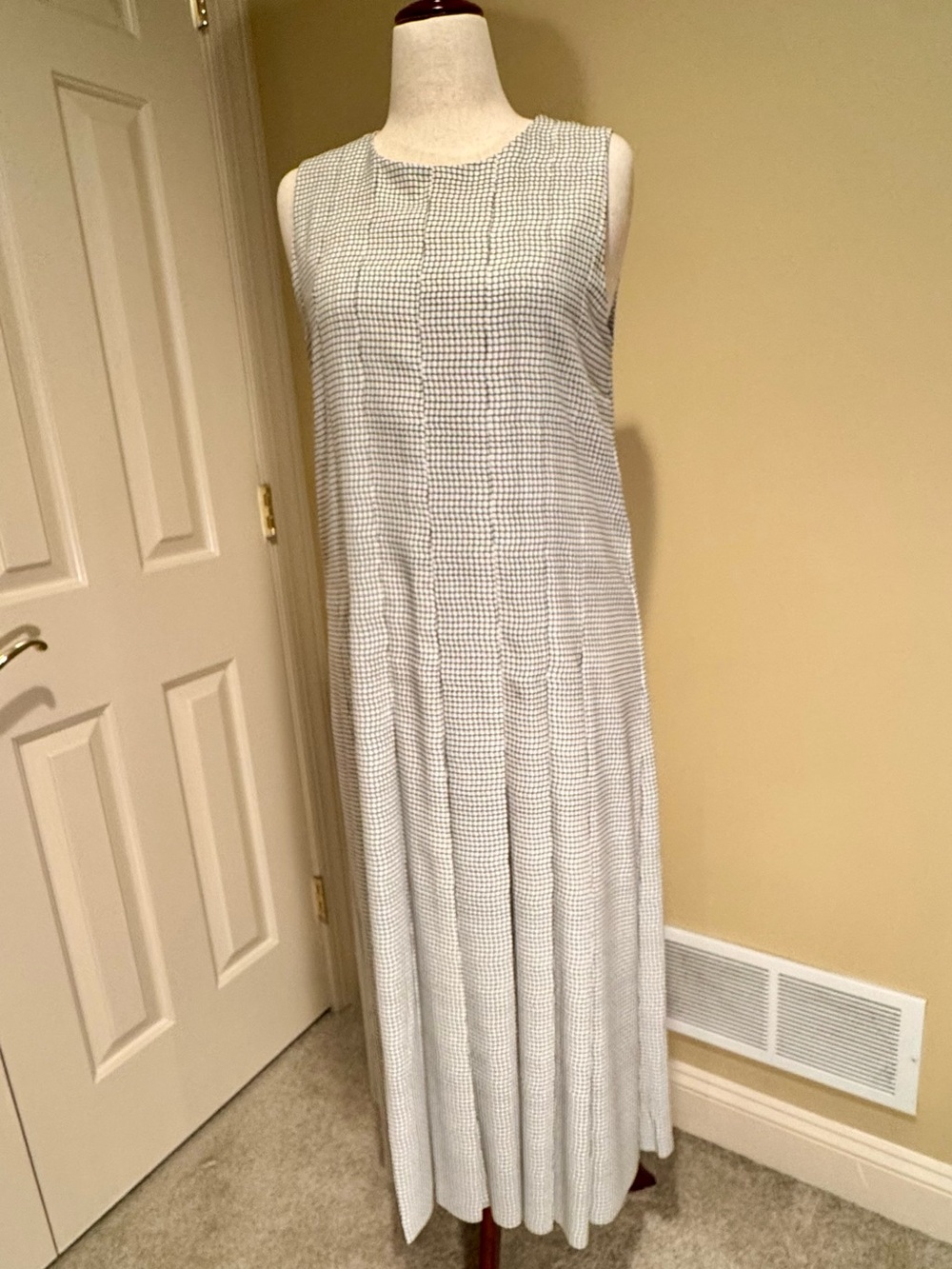 COS Sleeveless Pleated Maxi Dress in Black and White Gingham Print